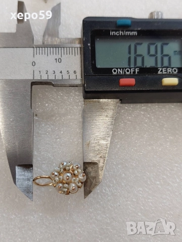Автентични златни обеци с инкрустирани перли/злато 12 карата, снимка 4 - Обеци - 52865344