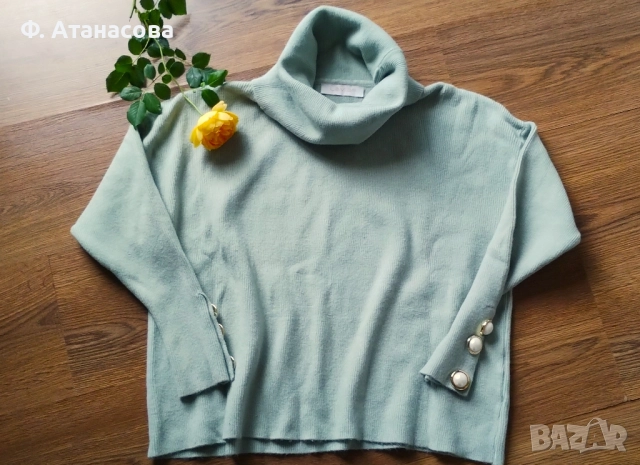 Прекрасен италиански пуловер, вискоза, размер М-Л, перфектен, снимка 8 - Блузи с дълъг ръкав и пуловери - 51881645