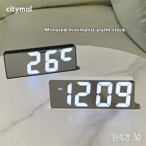 LED будилник, гласово активиране, температура, Snooze, регулируема сила на яркост, 2 аларми, снимка 4 - Друга електроника - 47351672