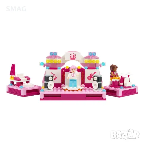 Комплект Конструктор с 2 фигурки 2в1 Салон за красота и музикална сцена (216 части) S_1220772, снимка 3 - Конструктори - 49269608