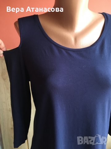 💙🧢Тъмно синя туника с отворени рамене,м/л➡️10 лв.🥼, снимка 4 - Блузи с дълъг ръкав и пуловери - 33887478