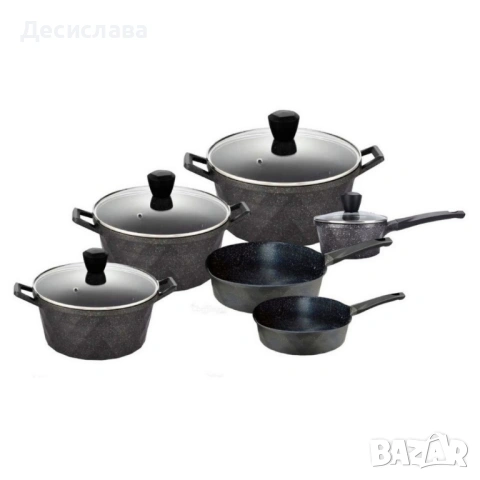 Премиум комплект съдове за готвене 12 части с мраморно покритие Cheffinger, снимка 11 - Съдове за готвене - 53136239