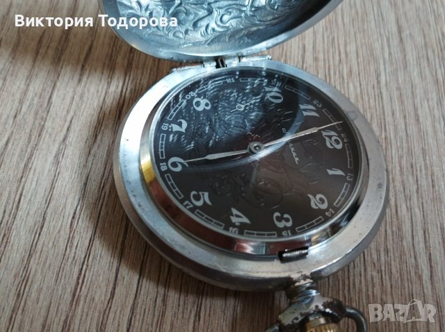 Джобен часовник Молния с гилоширан тъмно кафяв циферблат , снимка 5 - Антикварни и старинни предмети - 37590892