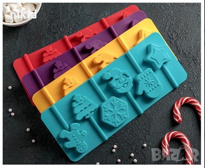 Коледни елха ръкавица човече силиконов молд форма за направа близалки на клечка фондан шоколад