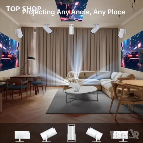 НОВ тестван Мини 4K проектор за телефон, TV Stiс WiFi и Bluetooth, преносимо домашно кино, снимка 9 - Плейъри, домашно кино, прожектори - 49700257