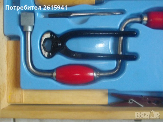 Нов Немски Комплект Мини Ръчни Инструменти в Дървен Куфар-15 бр-Старо Качество-За Моделизъм , снимка 7 - Куфари с инструменти - 41538159