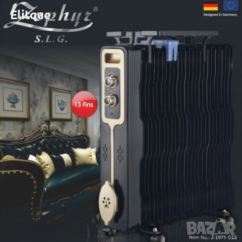 Радиатор, 2500W,13 ребра,3 степени,Поставка за дрехи,Регулируем термостат, снимка 7 - Друга електроника - 52832167