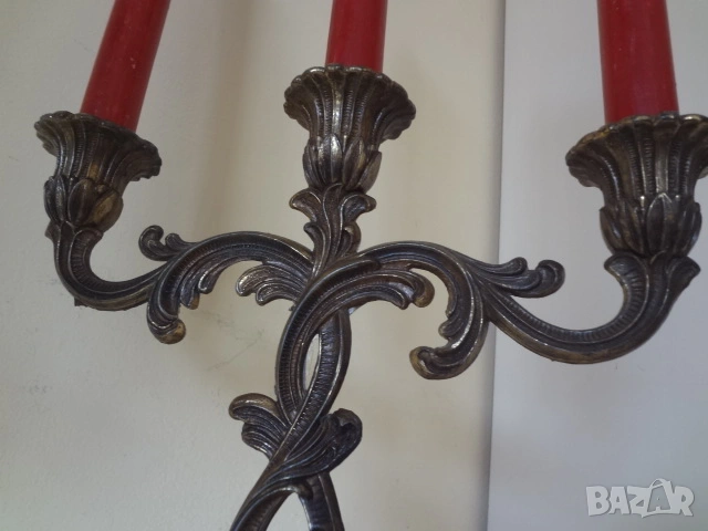 Комплект от 2 бр. бронзови свещника от Германия, снимка 11 - Антикварни и старинни предмети - 53740571