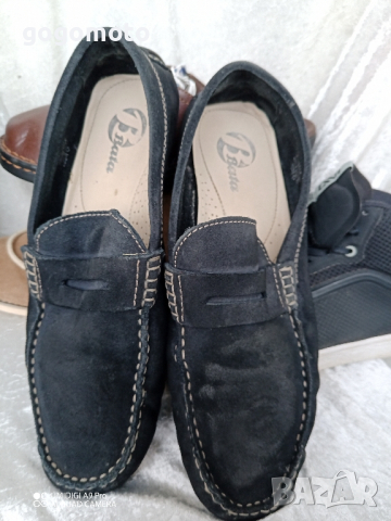 мъжки мокасини BATA® original, 41 - 42, естествена кожа, естествен велур , снимка 2 - Мокасини - 44581520