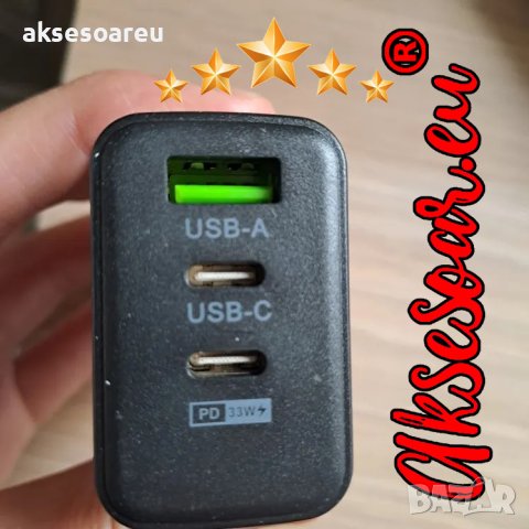 Бързо GaN USB Type C зарядно Quick Charge 3.0 65W PD за iPhone Huawei Xiaomi Samsung EU Plug захранв, снимка 16 - Безжични зарядни - 42342720