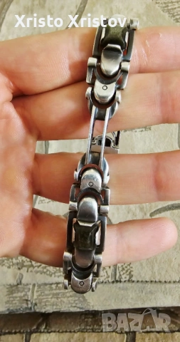 Мъжка сребърна гривна камъни, снимка 3 - Гривни - 53636791