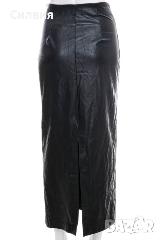 Чисто нова черна дълга права лъскава кожена пола "Zara" / "Зара", размер М, снимка 2 - Поли - 53364398