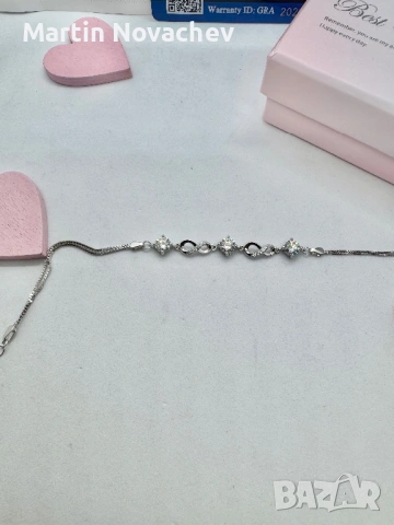 Сребърна гривна с мойсанит (Диамант) 1.5 карата, снимка 3 - Гривни - 53646827