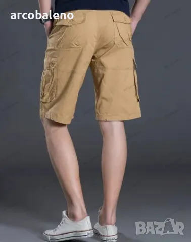 Мъжки къси свободни прави ежедневни панталони с много джобове, 4цвята, снимка 5 - Къси панталони - 40852563