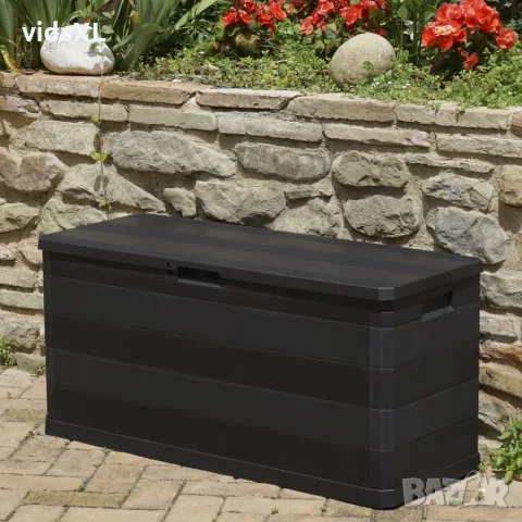 vidaXL Градинска кутия за съхранение, черна, 117x45x56 см, снимка 4 - Ракли - 56147496