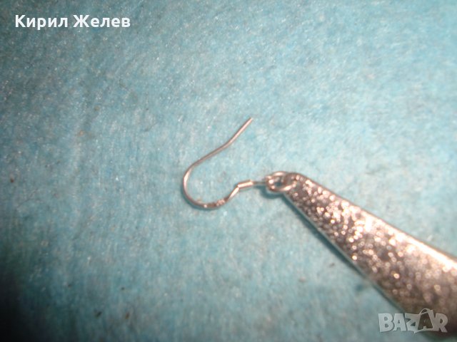 СРЕБЪРНА АРТ ДЕКО ОБЕЦА СРЕБРО 925 ВЕТРИЛООБРАЗНА с БЯЛА ПОЗЛАТА 25688, снимка 8 - Обеци - 35817797