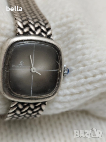 BAUME & MERCIER-Сребърен дамски часовник,сребърна верижка с интересна масивна плетка 800 проба, снимка 4 - Антикварни и старинни предмети - 53148330