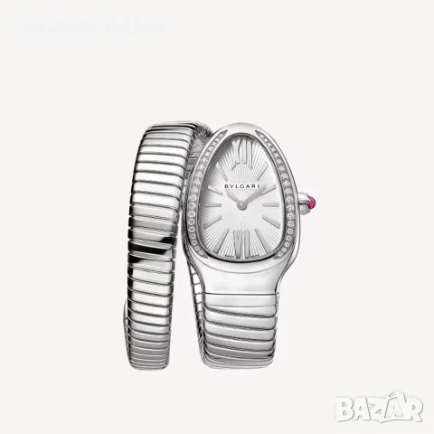 BVLGARI Serpenti Tubogas Snake Silver Diamonds Дамски Часовник, снимка 2 - Дамски - 48870370