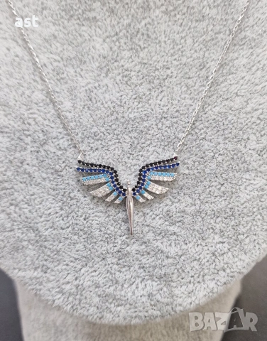 Сребърно колие феникс, снимка 2 - Колиета, медальони, синджири - 53620411