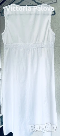 Елегантна бяла рокля FRANSA лен и вискоза, снимка 8 - Рокли - 51026262