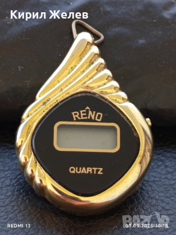 Ретро електронен часовник дамски за врата RENO QUARTZ рядък 32354, снимка 4 - Антикварни и старинни предмети - 51588362