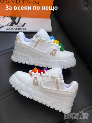 Louis Vuitton Дамски Бели Маратонки👟Дамски Спортни Обувки В Бял Цвят Луис Витон Код E384, снимка 2 - Маратонки - 50424254