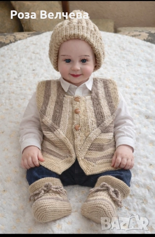 Ръчно плетен бебешки комплект 