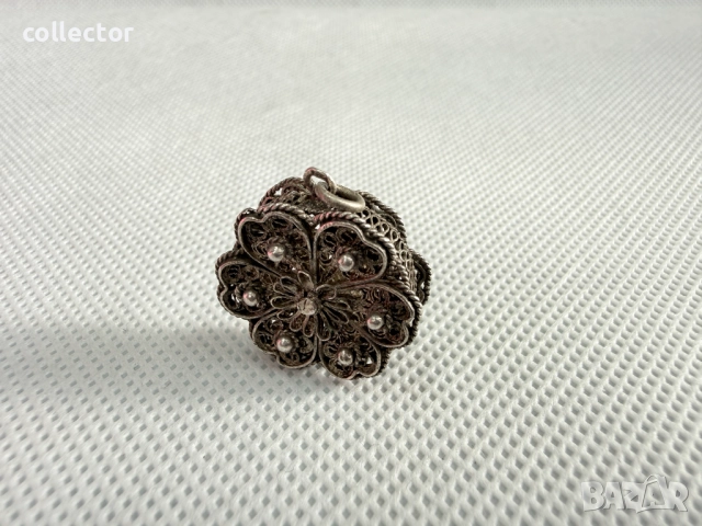 Сребърен медальон / висулка от филигран. №7777, снимка 4 - Колиета, медальони, синджири - 52848060