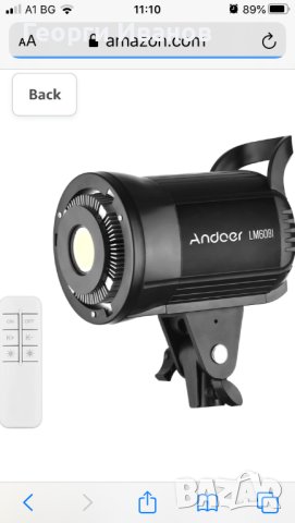 Andoer LM60Bi Преносима LED запълваща светлина за фотография 60W Студийна видео светлина 3000K-5600K, снимка 1 - Светкавици, студийно осветление - 41097702