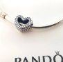 Сребърнен талисман Пандора Pandora Snake Chain Pattern Open Heart, снимка 5