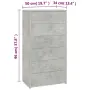 vidaXL Бюфет с 6 чекмеджета, бетонно сив, 50x34x96 см, инженерно дърво, снимка 6