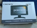 Продавам нов неизползван преносим 9 инча телевизор CROWN. Става за 12 волта за кола, както и на 220 , снимка 1