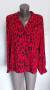 Дизайнерска риза в животински принт в червено Amisu / голям размер , снимка 2