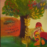 Голяма картина Дървото на Просперитета символизъм маслени бои, снимка 1 - Картини - 42311997