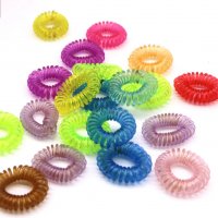 Сет от 10 броя цветни силиконови ластици за коса тип спирала, снимка 1 - Аксесоари за коса - 39260706