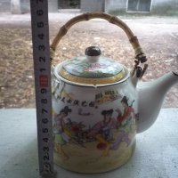 Красив чайник китайски или японски рисуван с печат Порцелан, снимка 7 - Колекции - 33854277