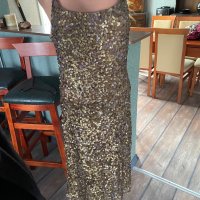 Елегантна златна рокля с пайети, снимка 3 - Рокли - 40683415
