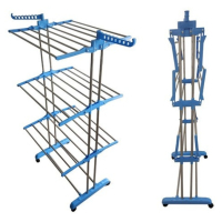 Сгъваем сушилник за дрехи на колелца – практична стойка за сушене на пране, снимка 5 - Други стоки за дома - 44639031
