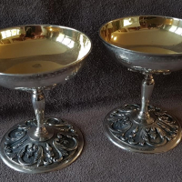 КРАСИВИ Чаши чаша сребърни с позлата за вино и шампанско 19 век, снимка 1 - Антикварни и старинни предмети - 36281299