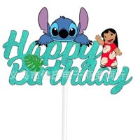 Стич stitch и Нала Happy Birthday картонен топер украса за торта декор парти рожден ден, снимка 1 - Други - 44285034