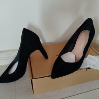 Reserved Premium - черни велурени обувки 37, снимка 4 - Дамски елегантни обувки - 40849974