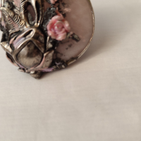 Красиво винтидж колие и пръстен от естествен розов камък, снимка 3 - Колиета, медальони, синджири - 36171733