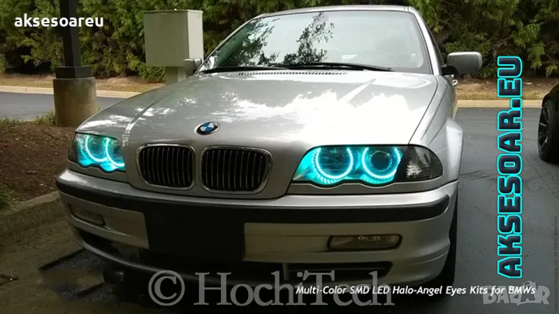 Ангелски очи многоцветни RGB LED Фарове Angel Eyes DRL за кола пръстени 4x131 mm рингове с дистанцио, снимка 1