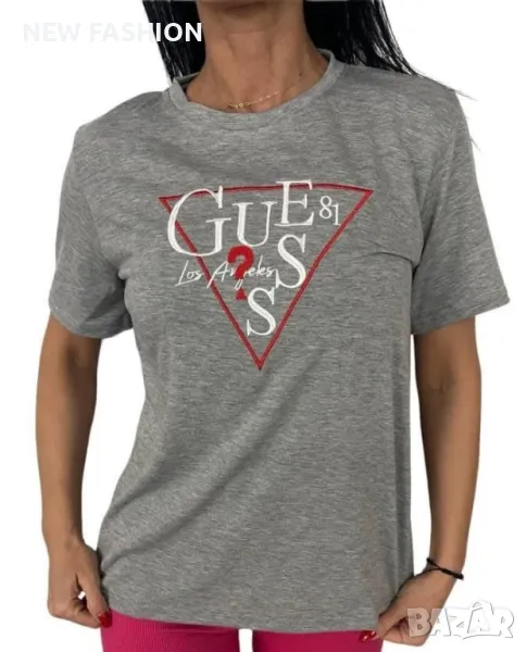 Дамска Памучна Тениска -лого Бродирано ✨Guess, снимка 1