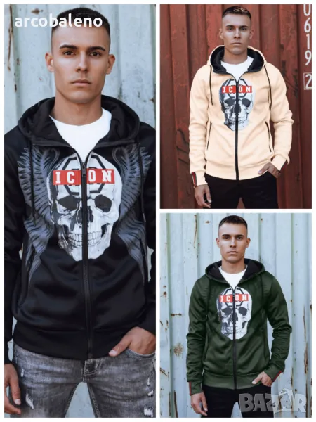 Мъжки суичър с качулка и цип, 3цвята , снимка 1