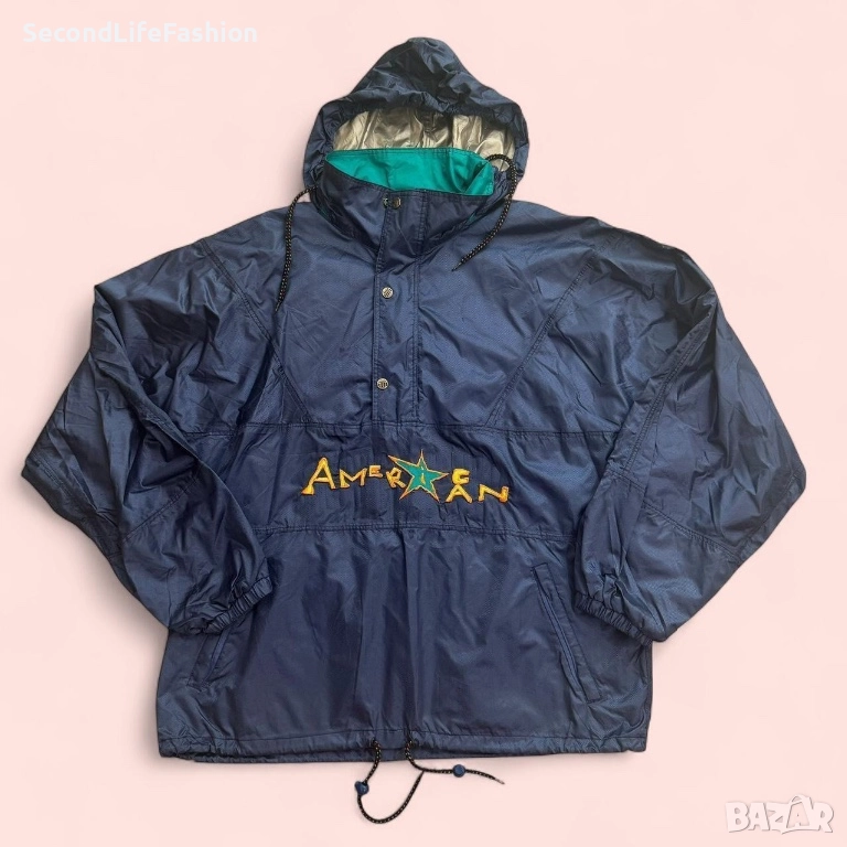 Мъжко яке ветровка Team American с 1/2 цип и качулка размер M, снимка 1