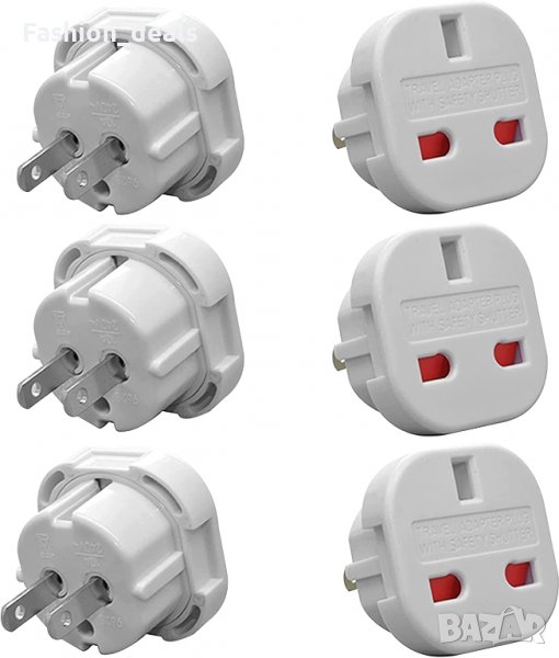 Нови 6 броя Адаптер за пътуване контакт щепсел UK to US, снимка 1