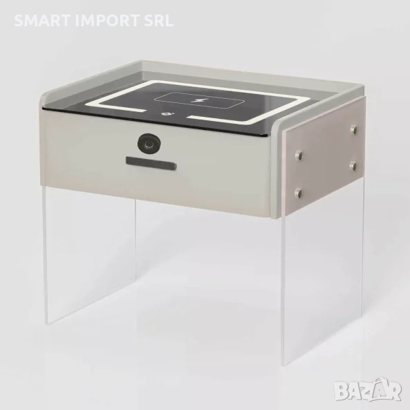 Интелигентно нощно шкафче Smart Heater Led, безжично зареждане, Bluetooth, бял, снимка 1