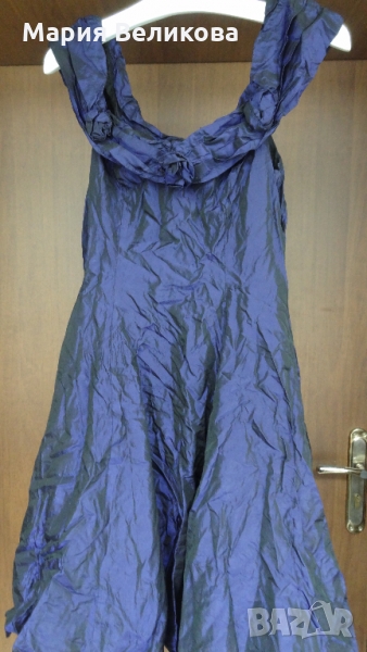 Рокля тъмно лилав мек сатен, снимка 1