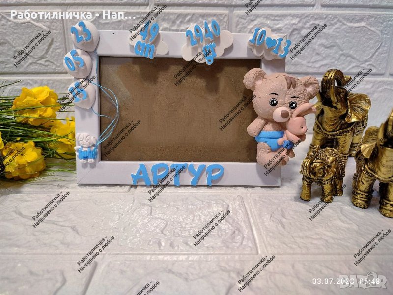 Персонализирана бебешка рамка / визитка подарък за изписване, погача, рожден ден, кръщене, снимка 1
